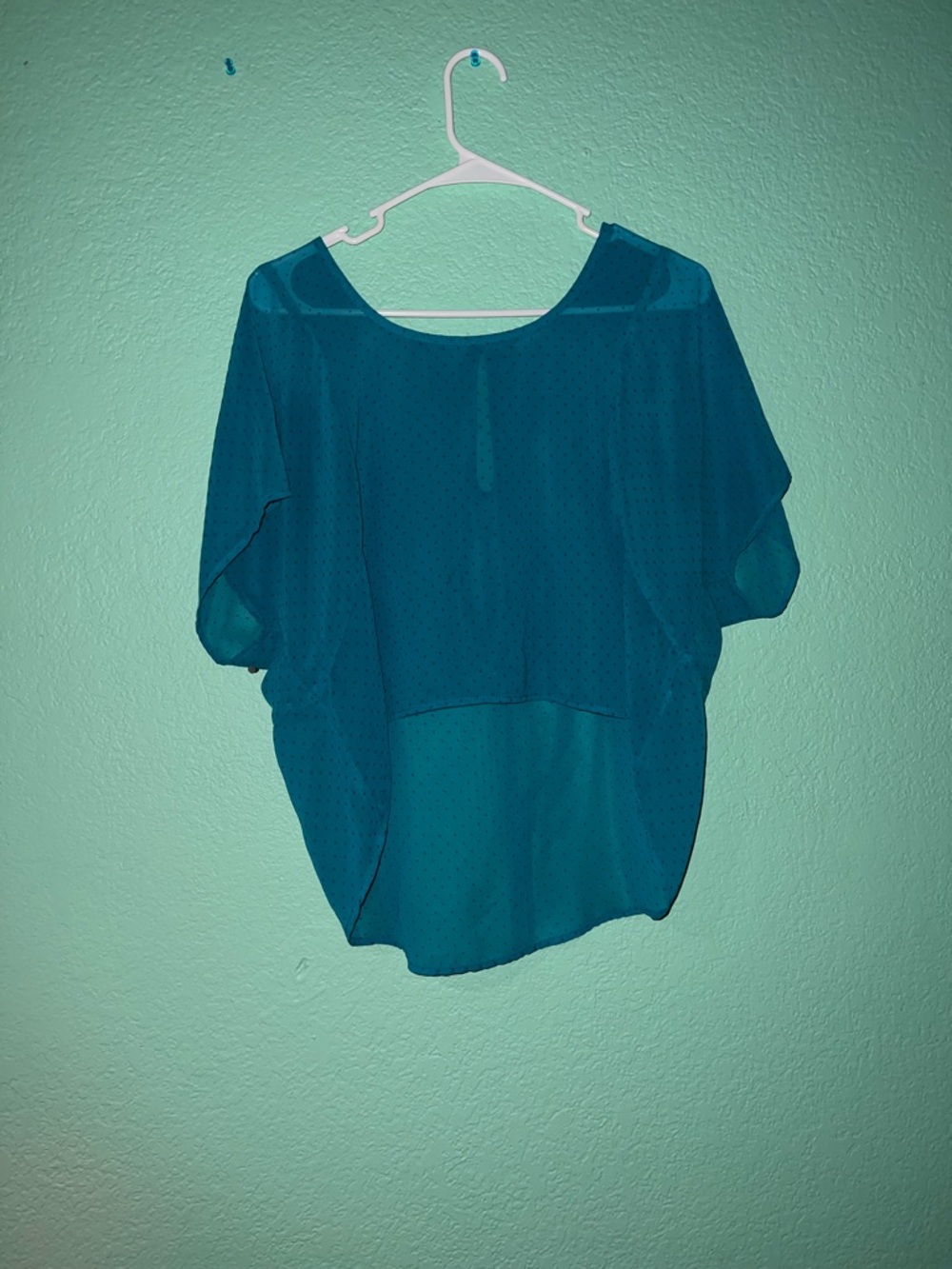 Teal Chiffon Dolman Sleeve Blouse